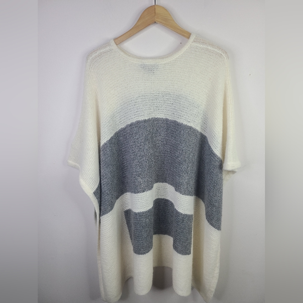 Pendleton Karin Lightweight Merino Alpaca Wool Blend Cape Poncho Tan Grey